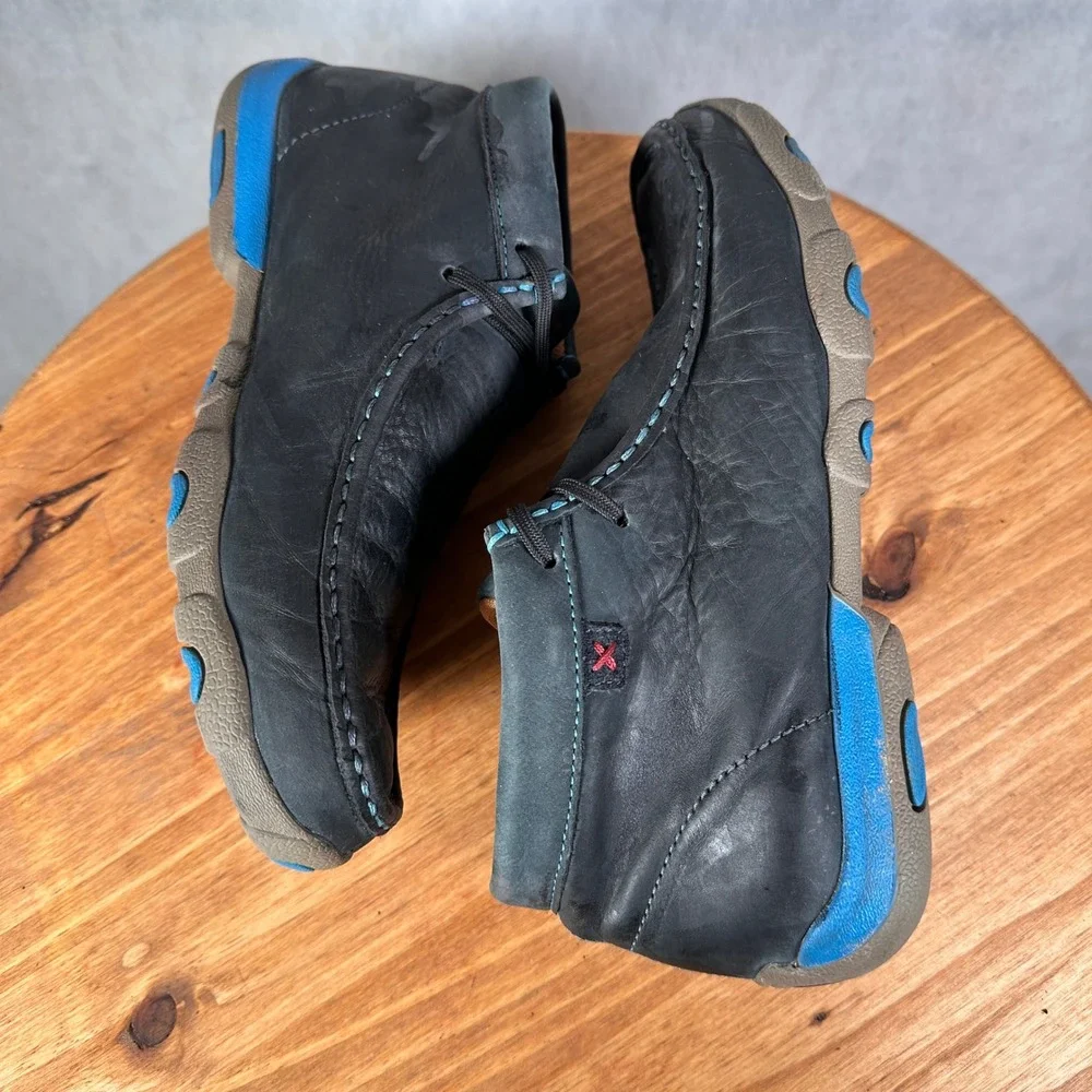 Twisted X Driving Mocs Mens 8M Black Blue Leather Chukka Boots WDM0033 Good